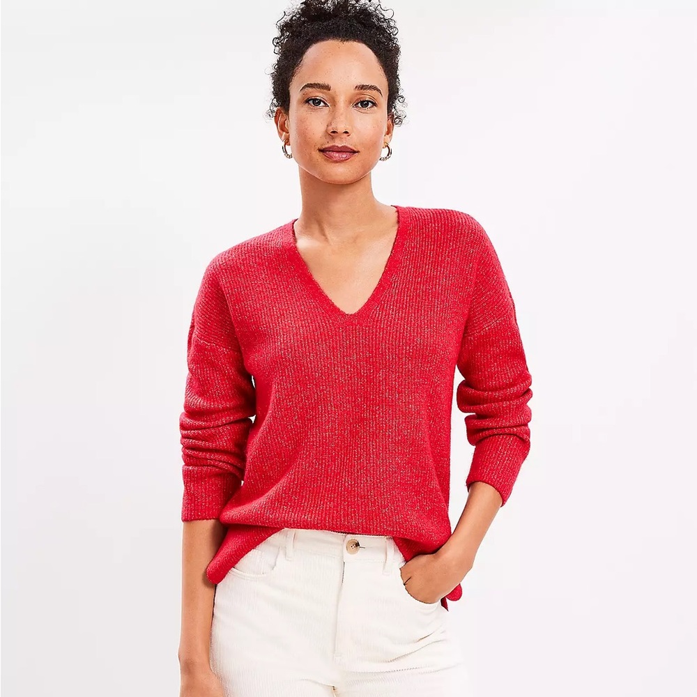 Loft Ribbed V-Neck Sweater